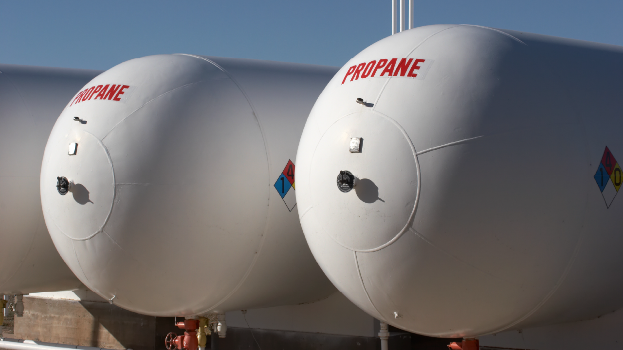 Large propane storage tanks