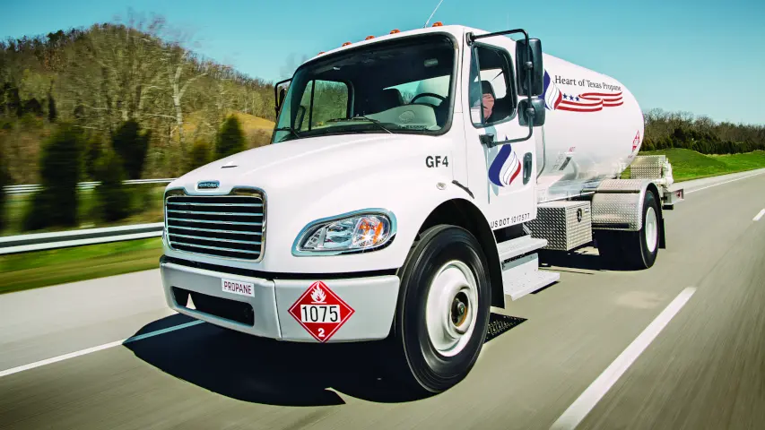 Propane autogas powered bobtail on the open road photo