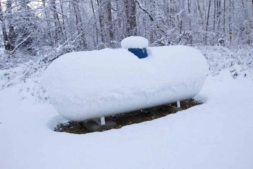 Propane tank snow