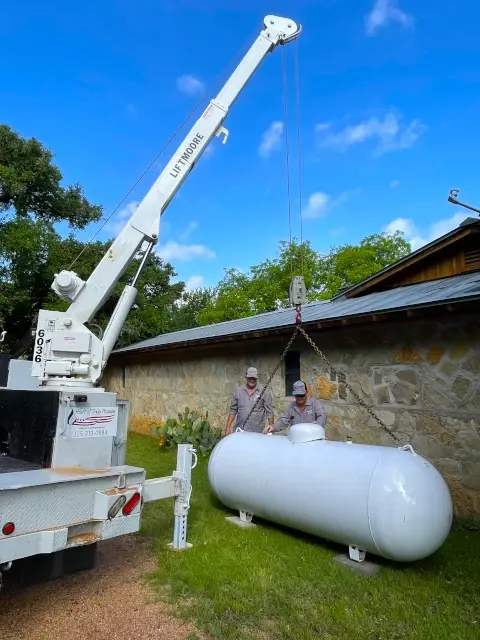 Propane tank installation crane