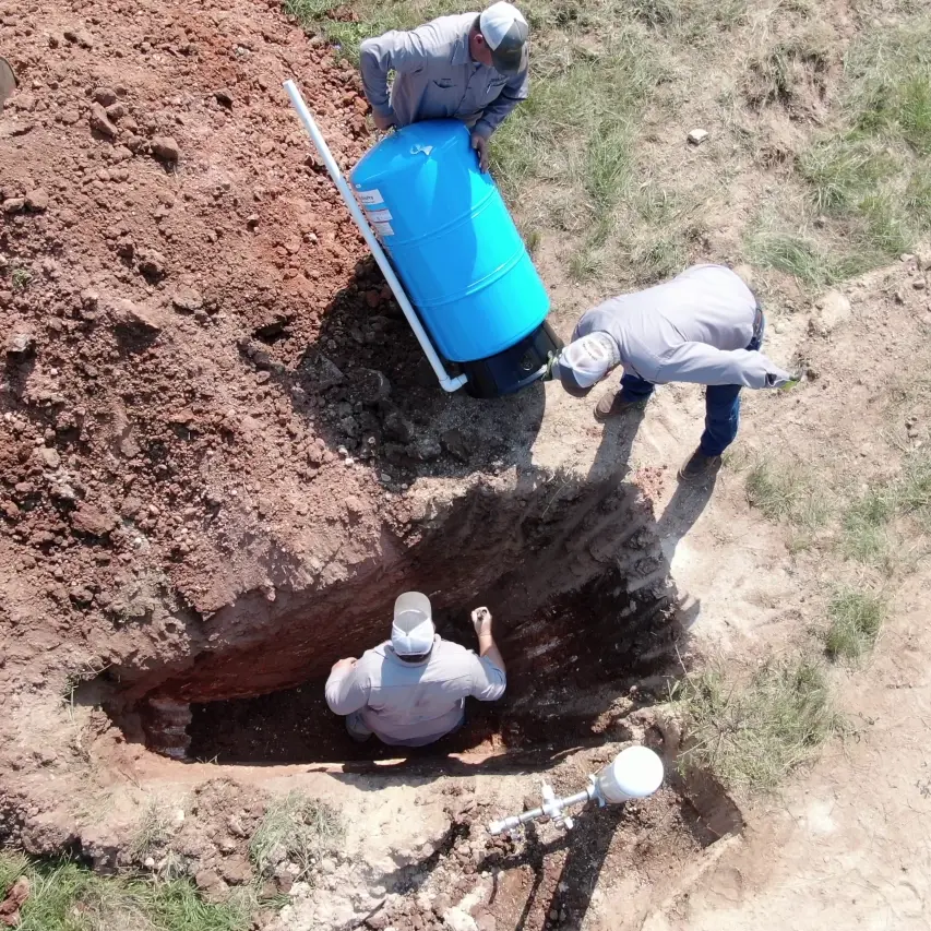 Underground pressure tank overhead